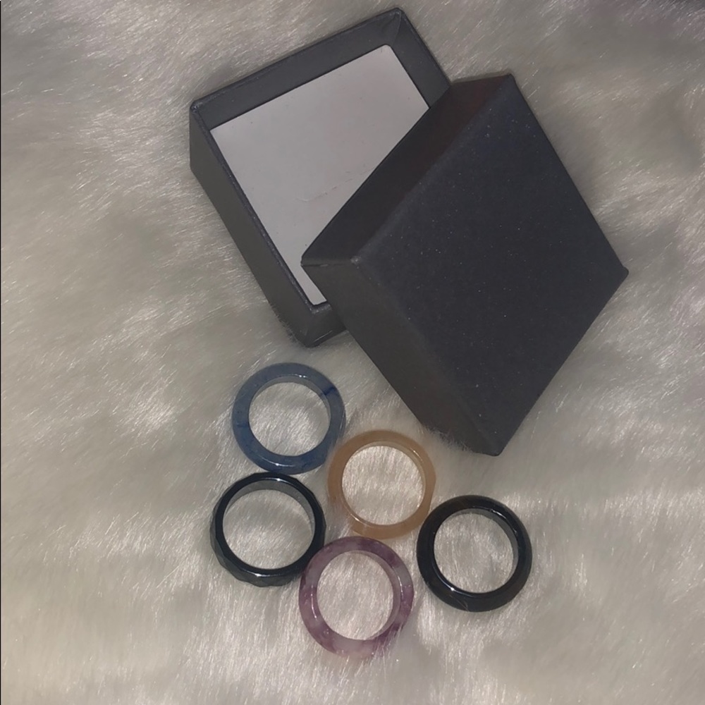 Healing Crystal Rings - set of 5